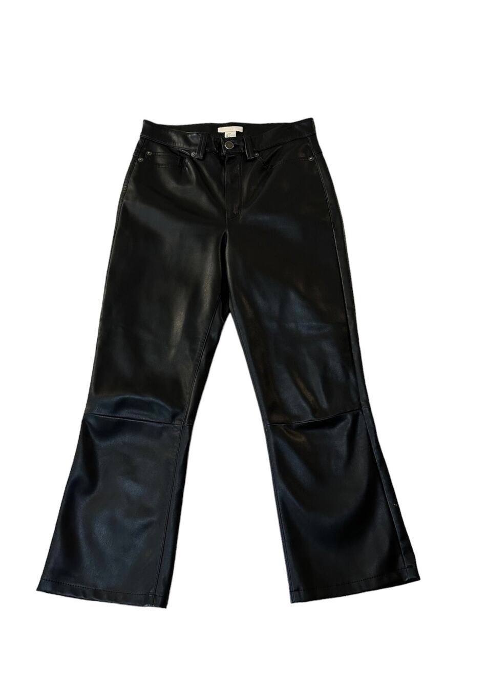 H&M Wide Leg Faux Leather Pants Black